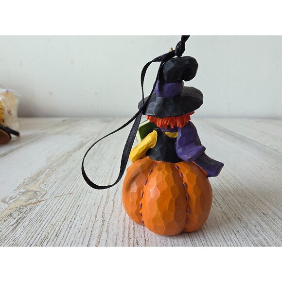 Knitter witch Halloween ornament spells cute pumpkin tree - Picture 2 of 7